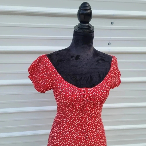 Morning Mist Women Floral Print Off The Shoulder Lined Button-Down Mini Dress S - Picture 12 of 12